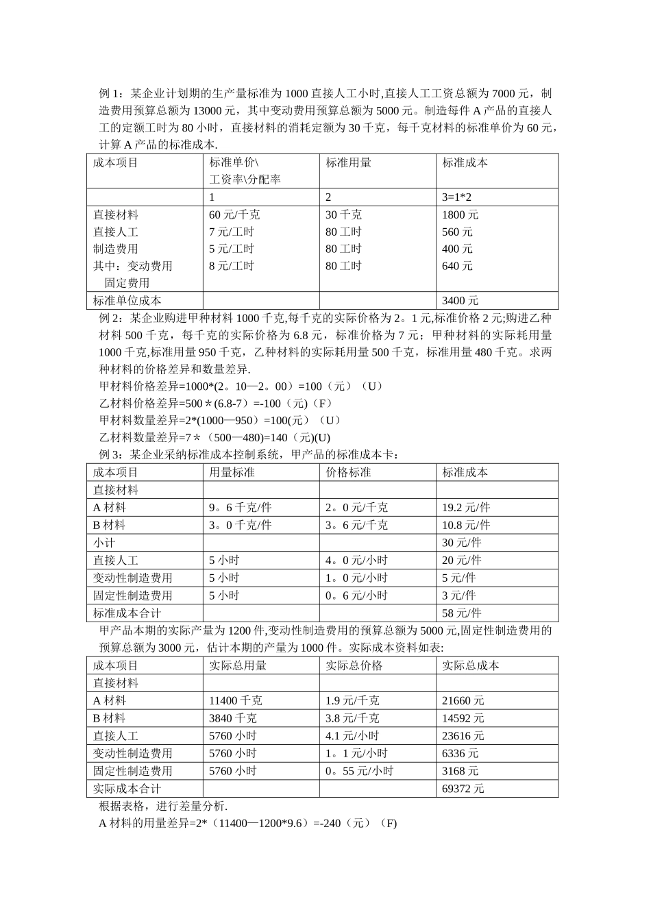 管理会计标准成本习题_第1页