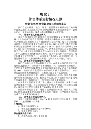 管理体系运行情况报告