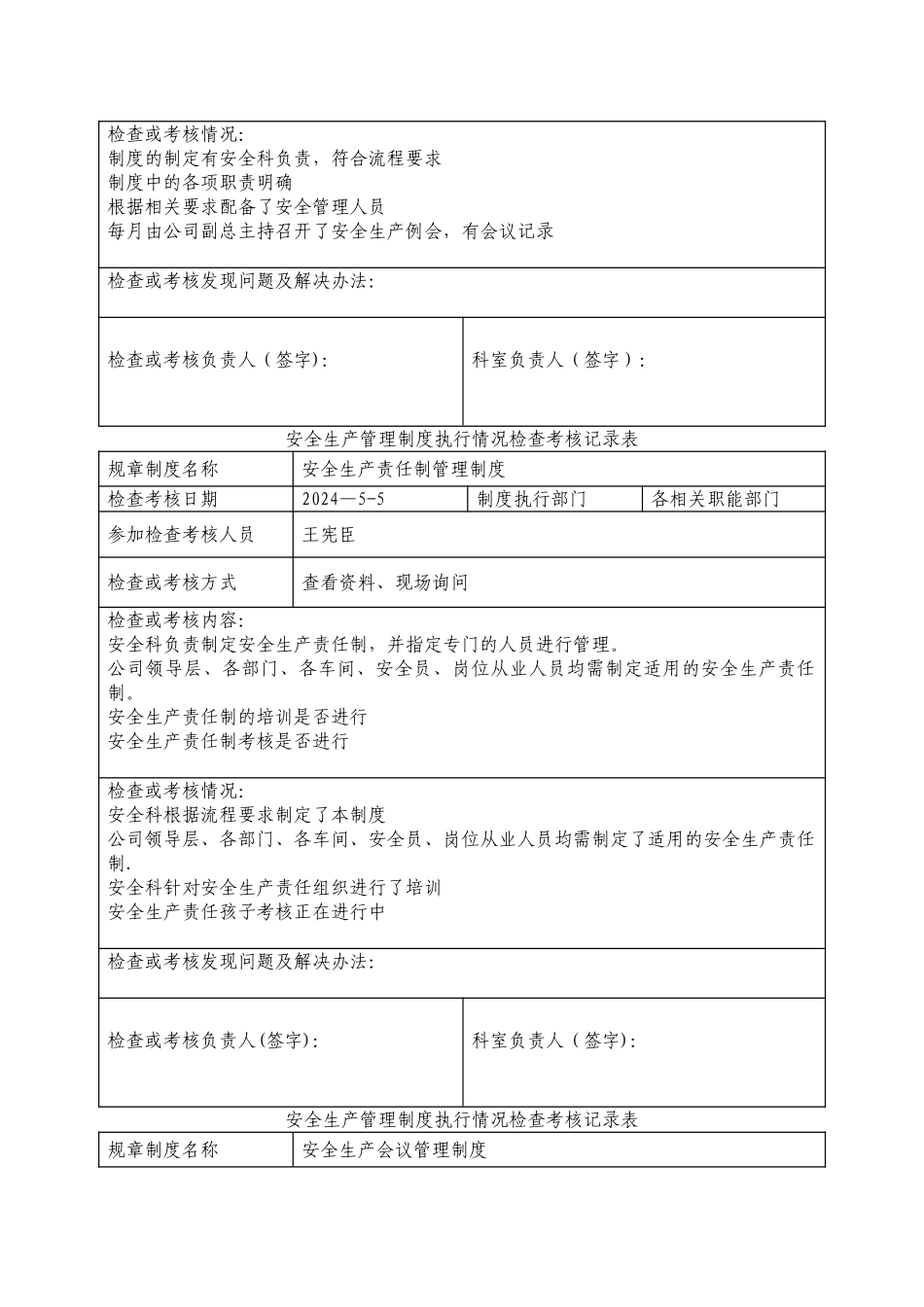 管理制度执行检查记录表(参考)_第2页