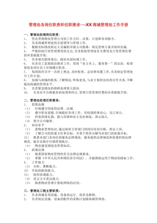 管理处各岗位职责和任职要求