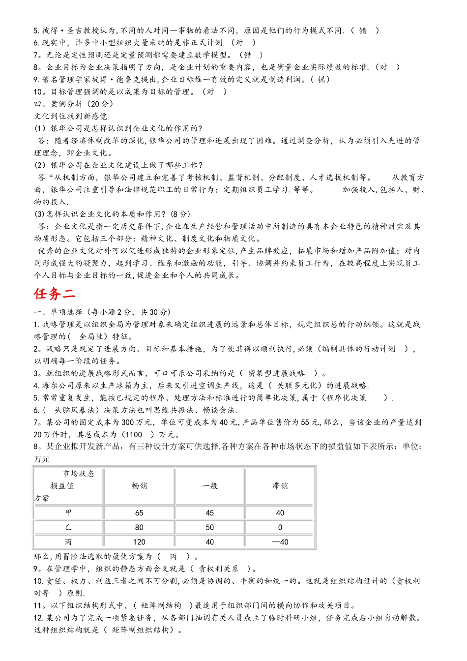 管理学基础形考任务答案解析_第2页