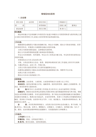 管理层岗位职责说明