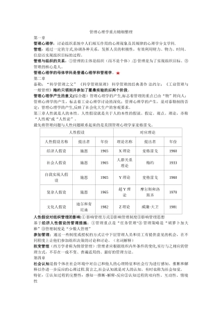 管理心理学重点精细整理