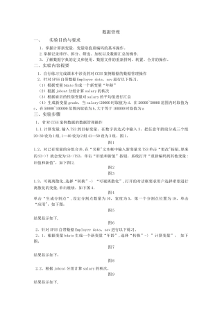 管理统计学SPSS数据管理-实验报告