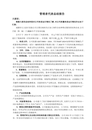 管理者代表总结报告