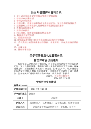 管理评审全套报告