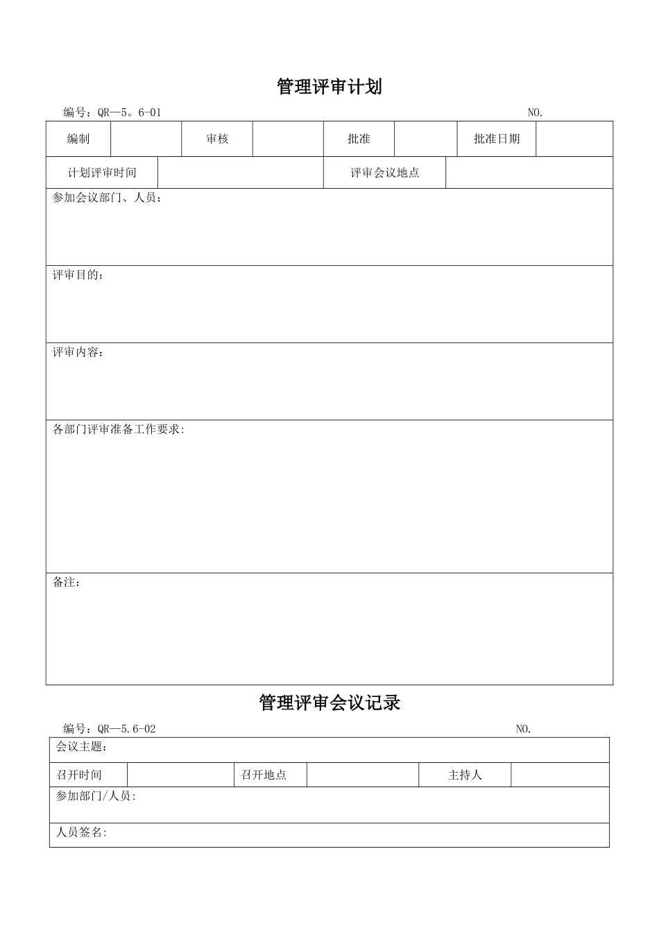 管理评审表格_第1页