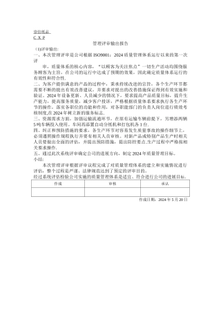 管理评审输出报告