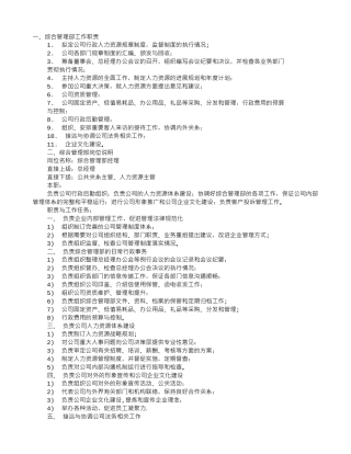 管理部岗位职责