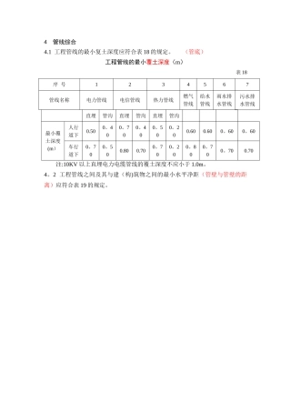 管线综合净距表格