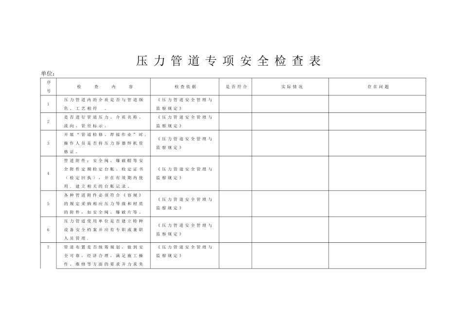 管道专项检查表_第1页