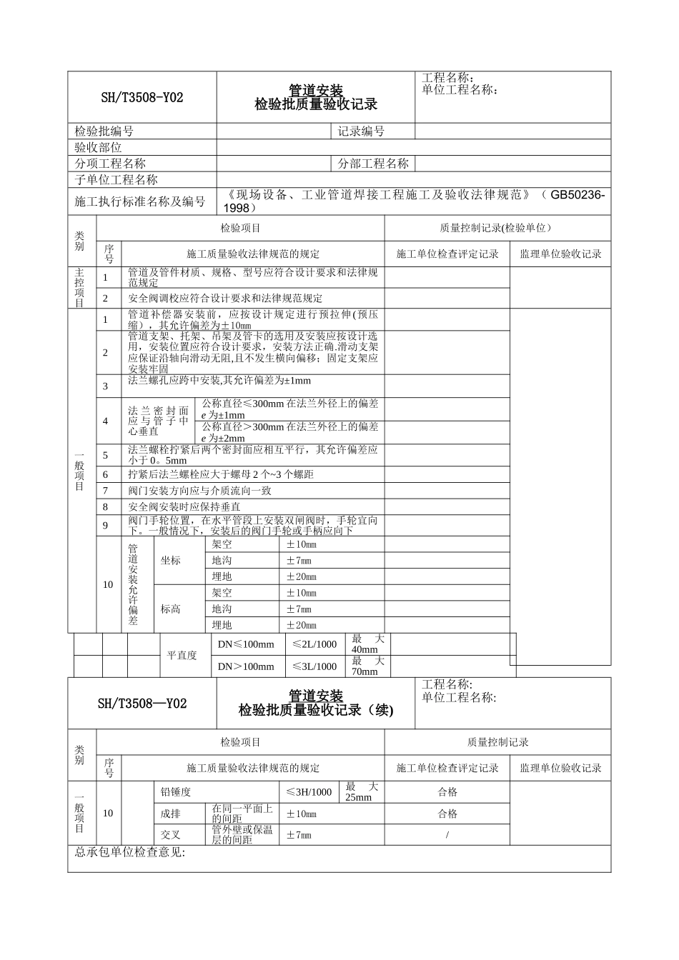 管道安装检验批质量验收记录2-_第1页