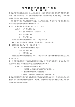 管道理论重量表