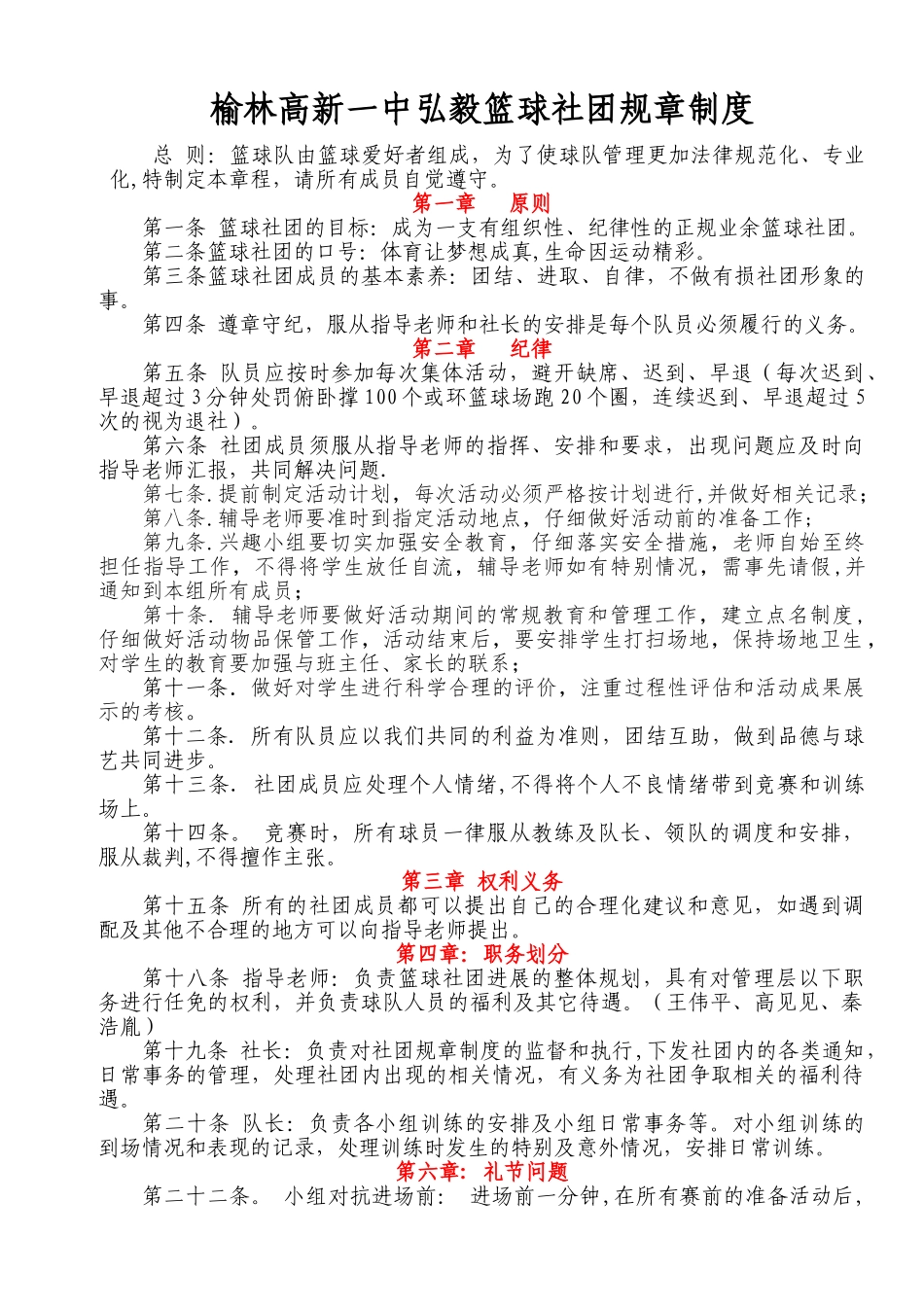 篮球社团规章制度_第1页
