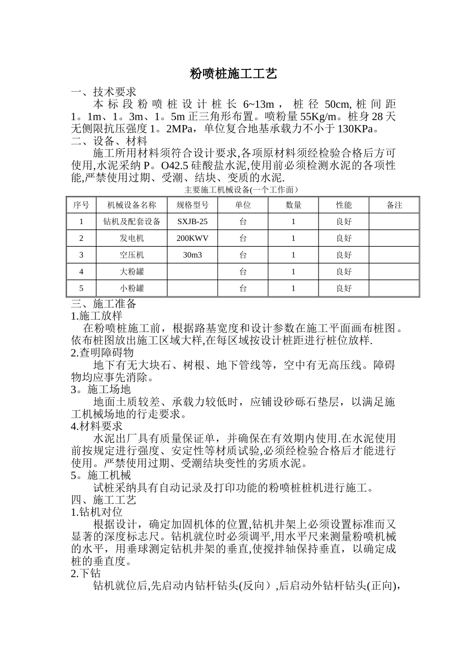 粉喷桩施工工艺_第1页