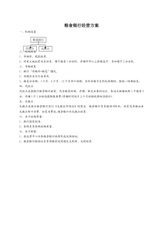 粮食银行经营方案