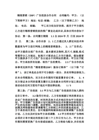 精准营销DSP广告投放合作合同