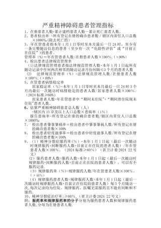 精神病管理指标及公式