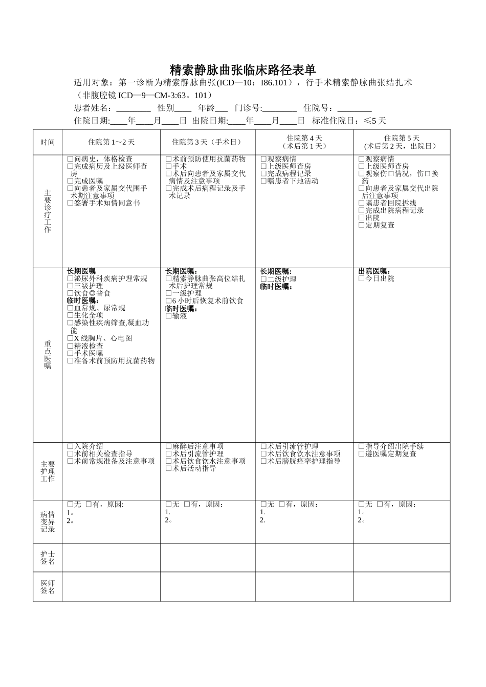 精索静脉曲张临床路径表单_第3页
