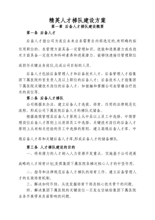 精英人才梯队建设方案21CN