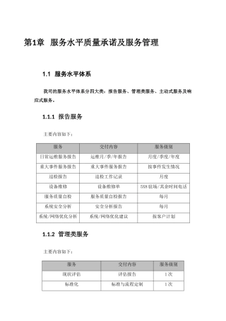 系统运维服务水平质量承诺及服务管理