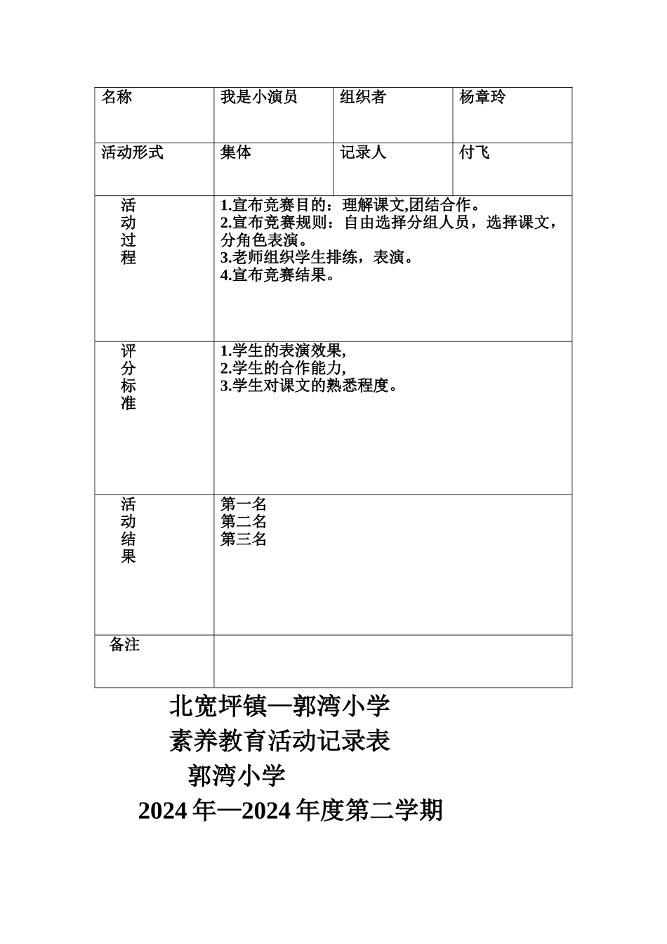 素质教育活动记录表1_第3页