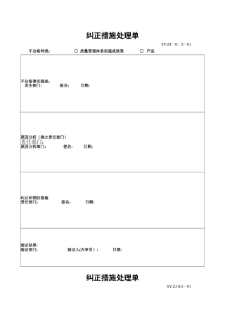 纠正、预防措施记录表