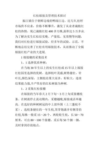 红松嫁接及管理技术探讨