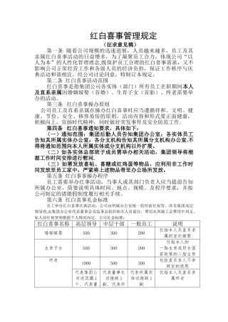 红白喜事管理规定