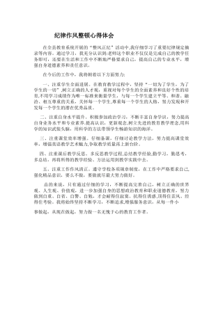 纪律作风整顿心得体会