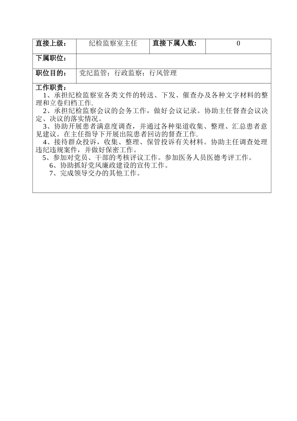 纪检监察室主任、干事岗位职责_第2页