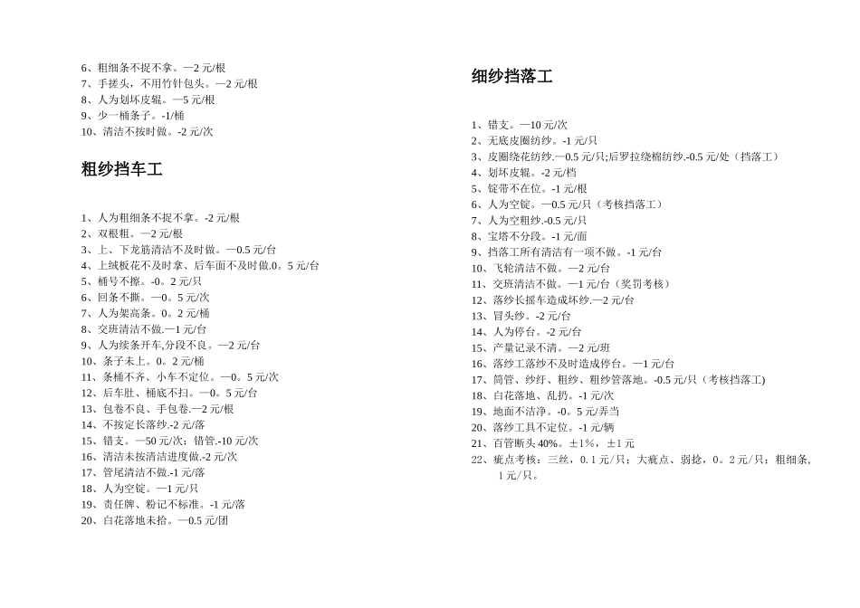 纺织厂各工种考核细则_第2页