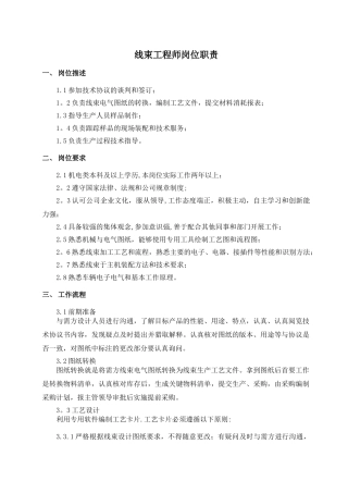 线束工程师岗位职责