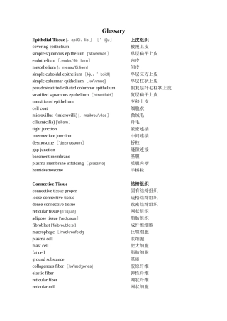 组织学与胚胎学-组培-英语词汇表-双语
