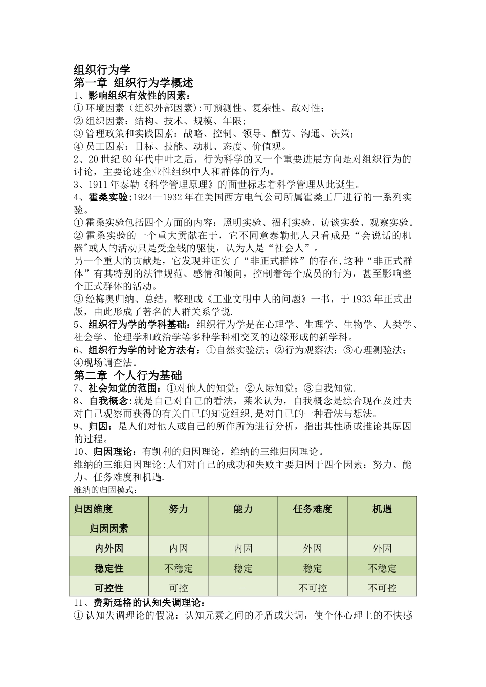 组织行为学重点整理_第1页