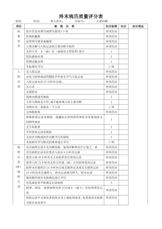 终末病历质量评分表