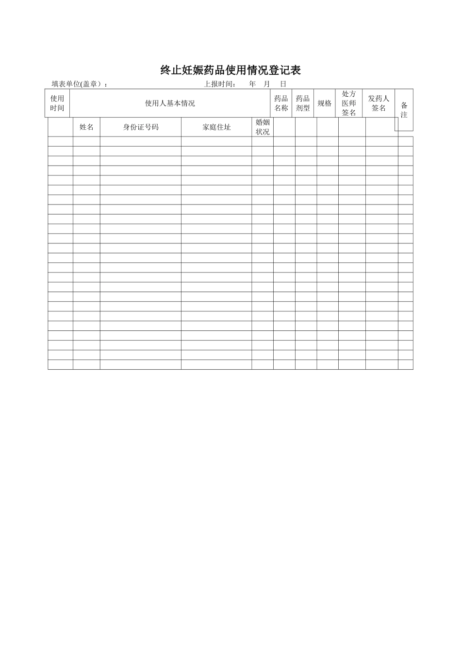 终止妊娠药品使用情况登记表_第1页