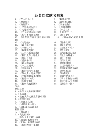经典红歌歌名列表