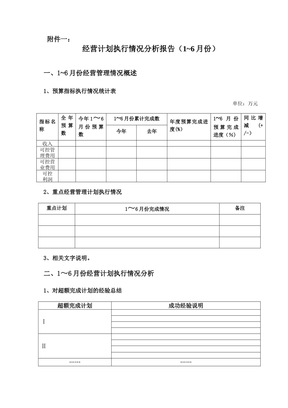 经营计划执行情况分析报告_第1页