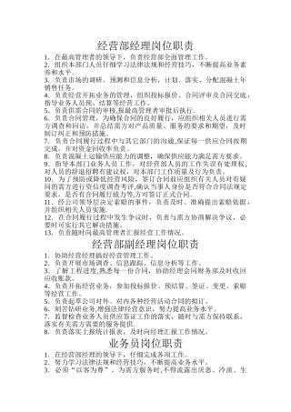 经营部岗位职责