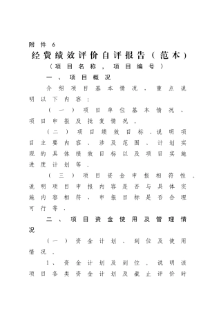 经费绩效评价自评报告