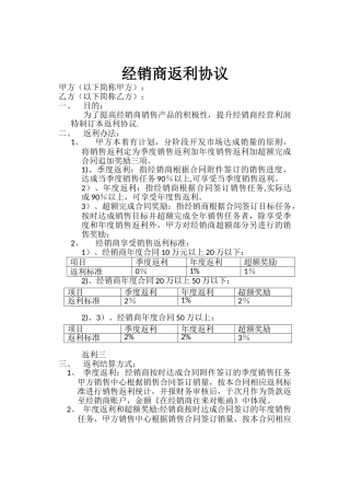 经销商返利协议