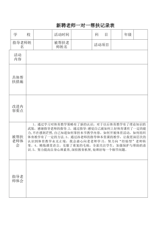 结对帮扶记录表
