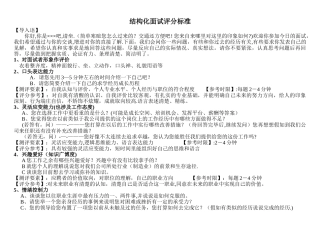 结构化面试问题及评分标准表格