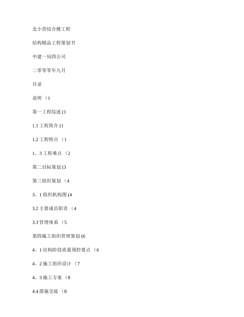 结构精品工程策划书-图文_第1页