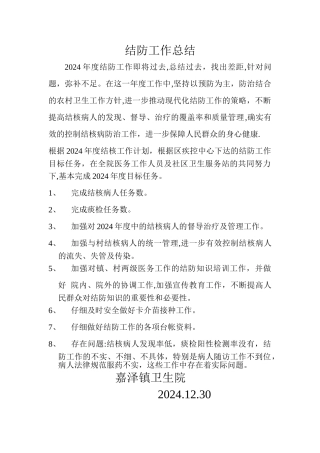 结防工作总结