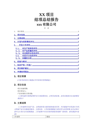 结项总结报告模板