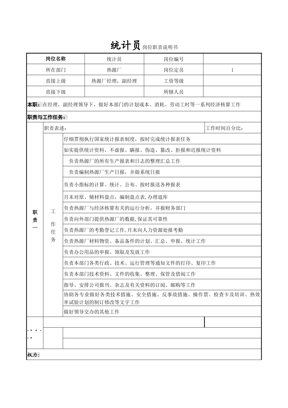 统计员岗位职责说明书_第1页
