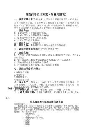 统计学调查问卷设计方案