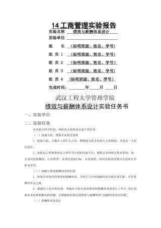 绩效与薪酬设计实验报告模板